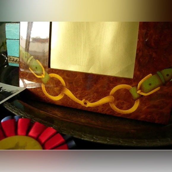 RARE Vintage Burl Wood Bit Detail GUCCI PICTURE Photo Art FRAME Desk Accessory - Picture 7 of 9